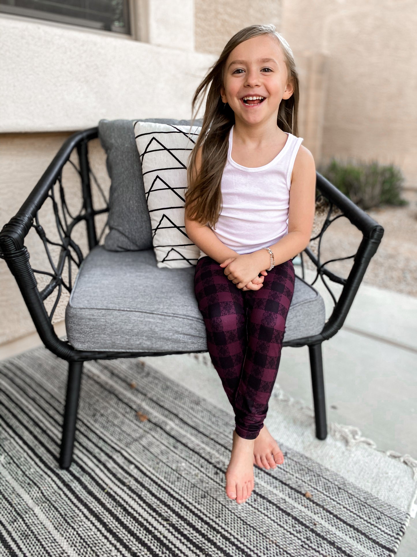 Leggings (Youth) - "Berry Boho Plaid"