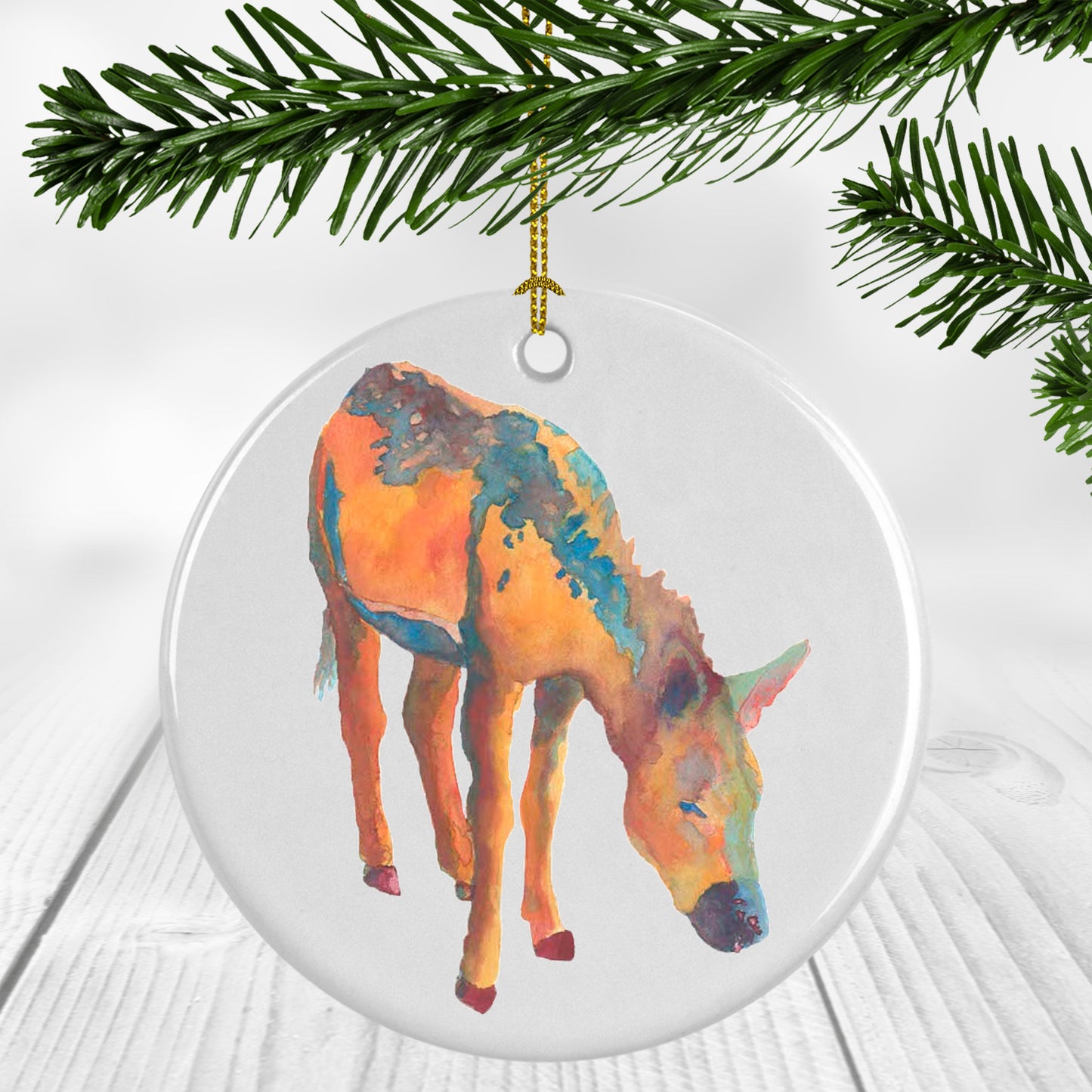 "Desert Rain Burro" Ornament