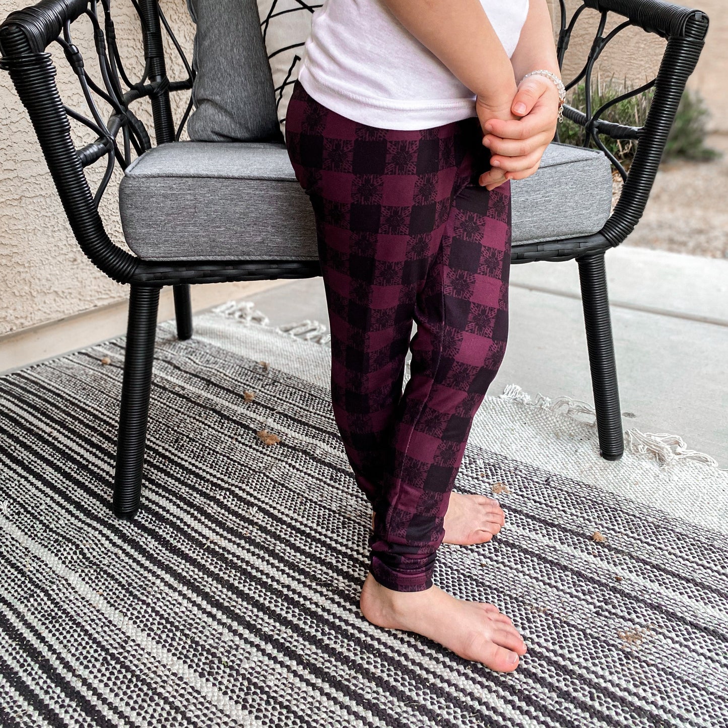 Leggings (Youth) - "Berry Boho Plaid"
