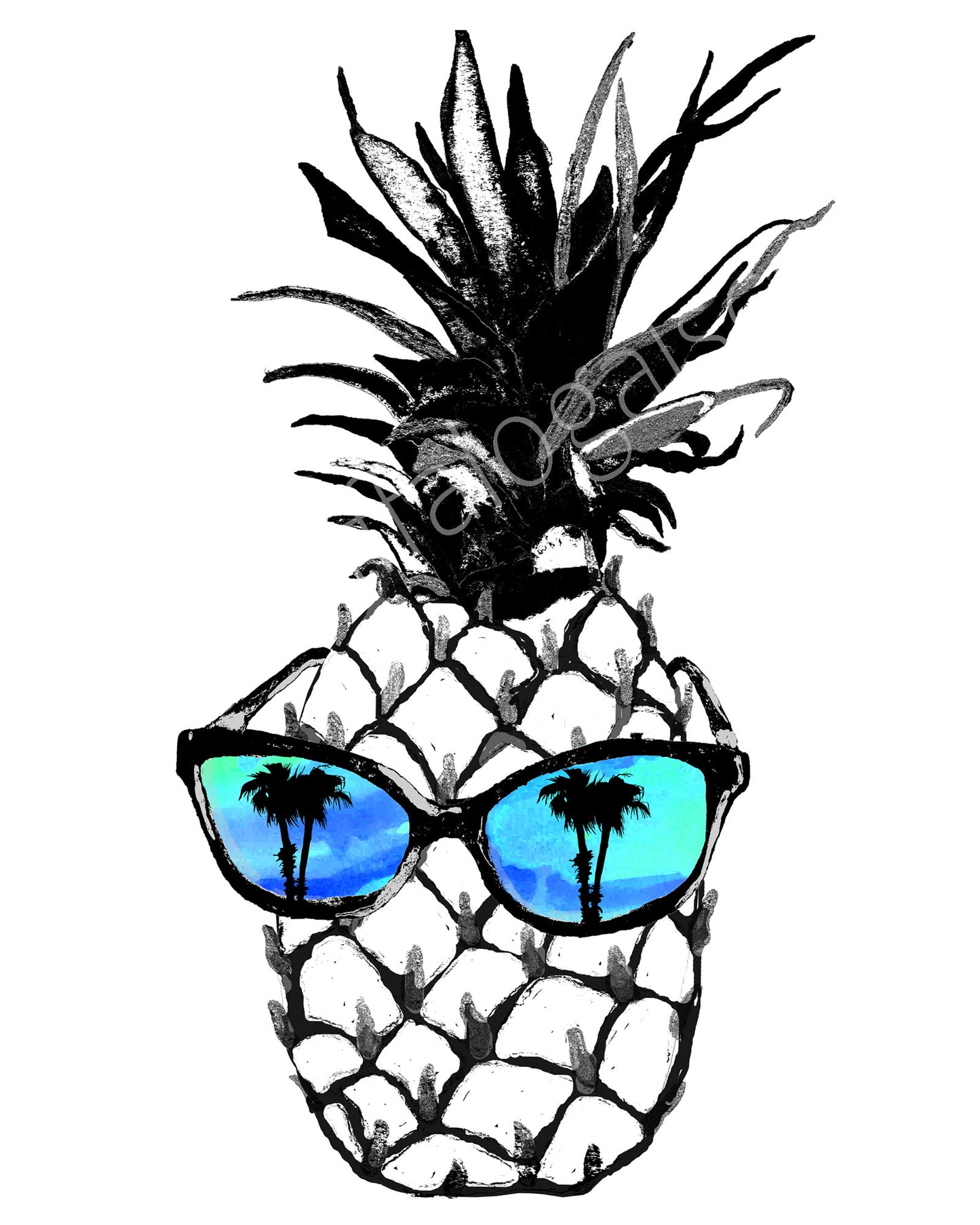 Hot Pineapple in Blue Print