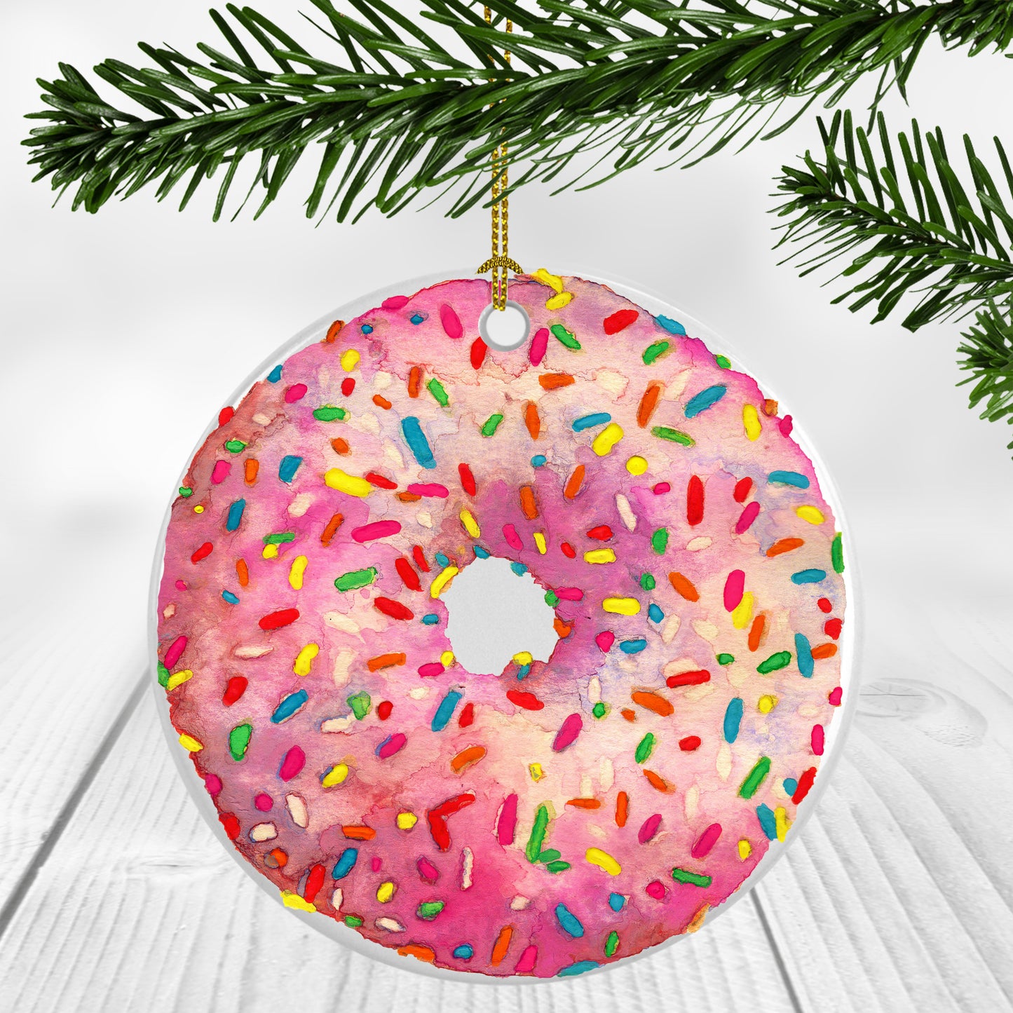"Pink Sprinkled Donut" Ornament