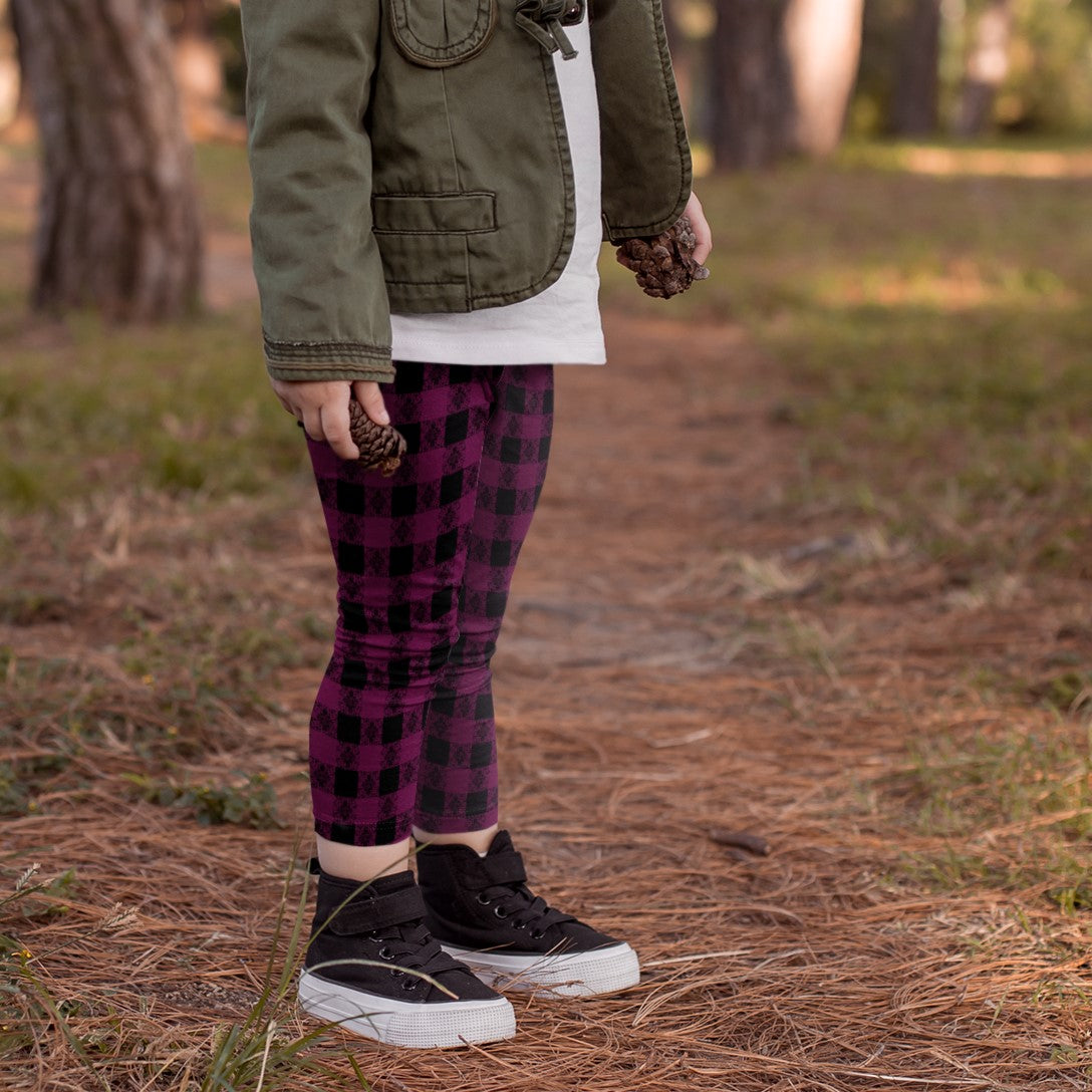Leggings (Youth) - "Berry Boho Plaid"