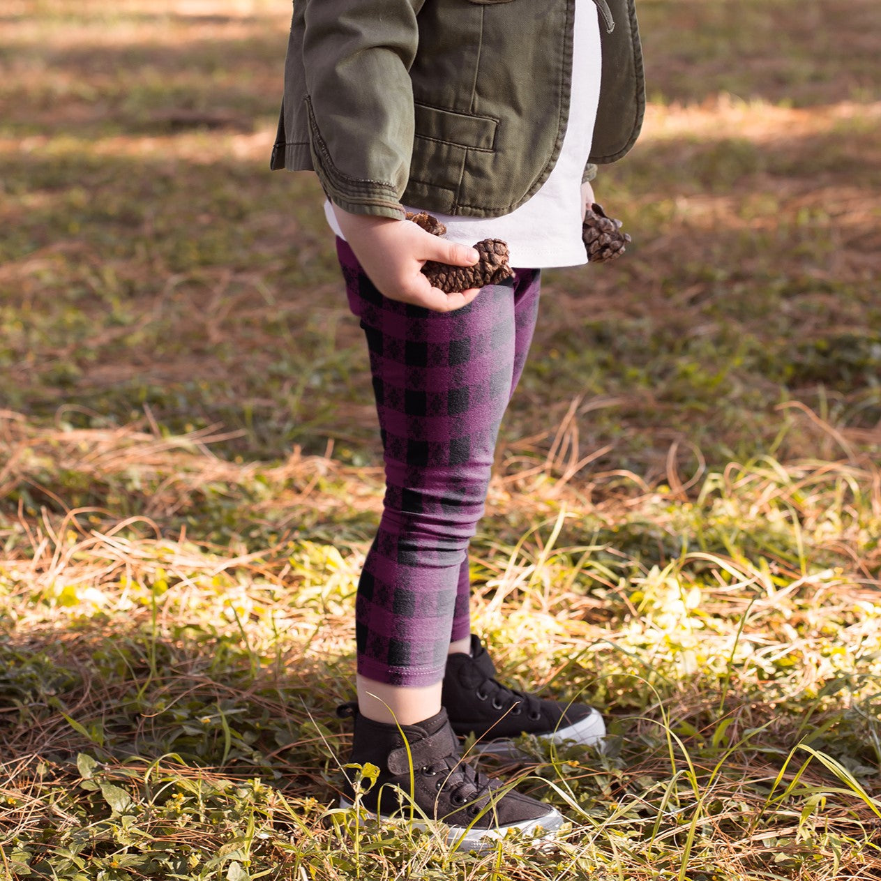 Leggings (Youth) - "Berry Boho Plaid"
