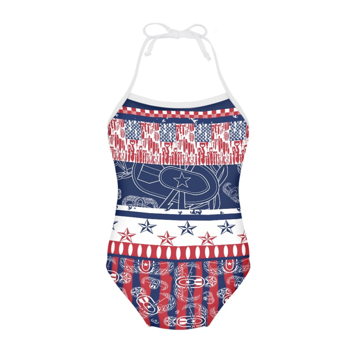 Girls' One-Piece Swimsuit - "Badges & Stripes"
