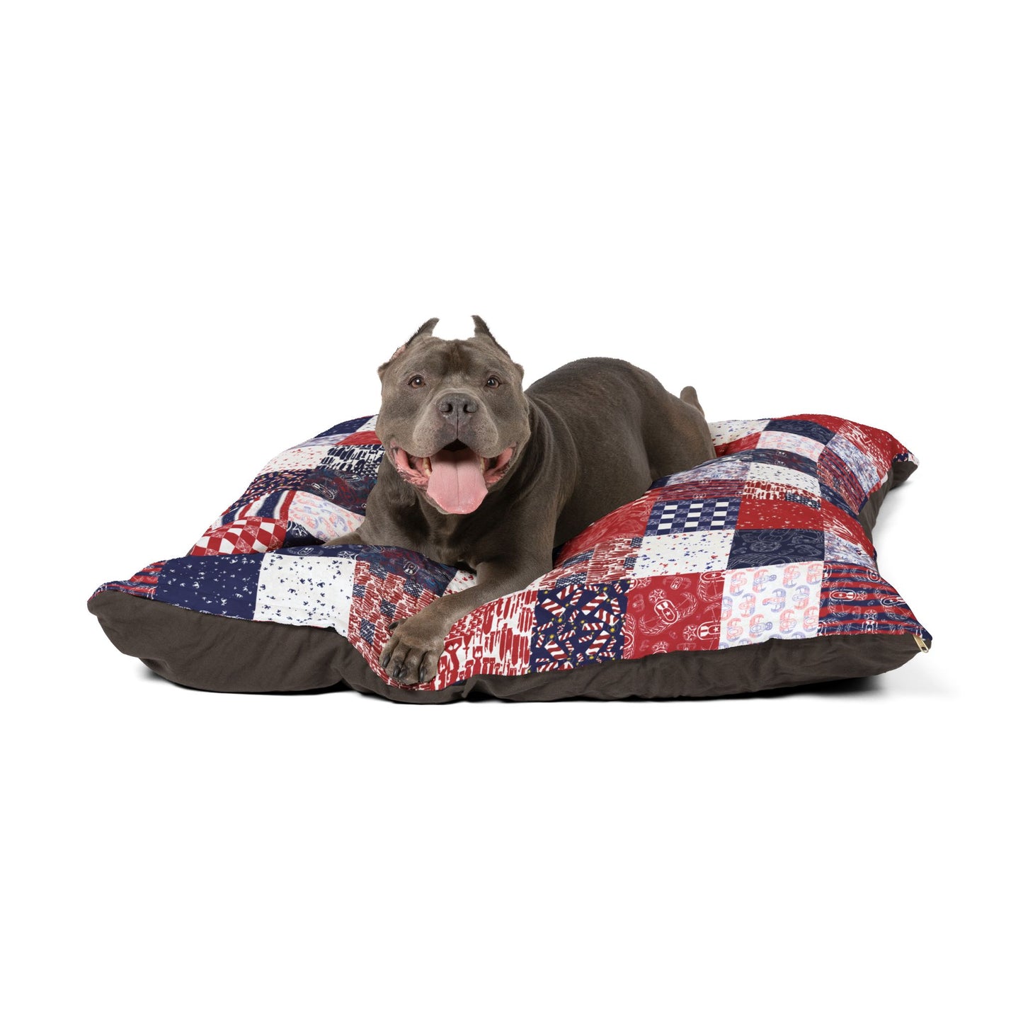 Pet Bed — "EOD Patchwork" (Red, White, & Blue)