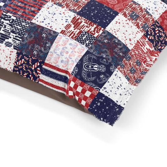 Pet Bed — "EOD Patchwork" (Red, White, & Blue)