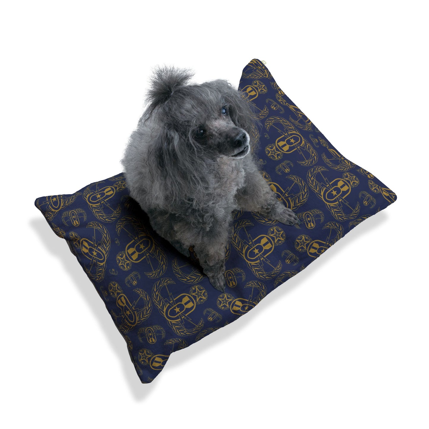 Pet Bed — "EOD Badges x 3" (Gold on Blue)