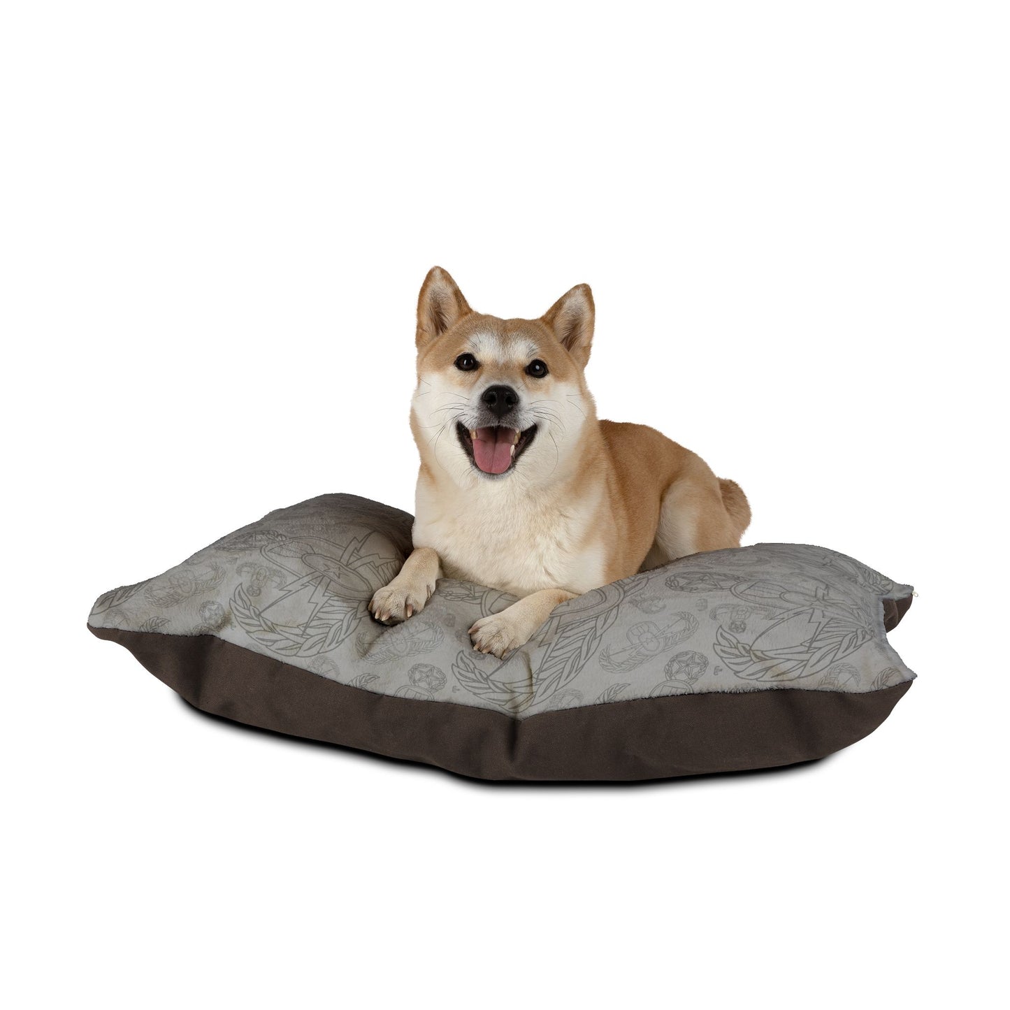 Pet Bed — "EOD Mixed Badges" (Greys)