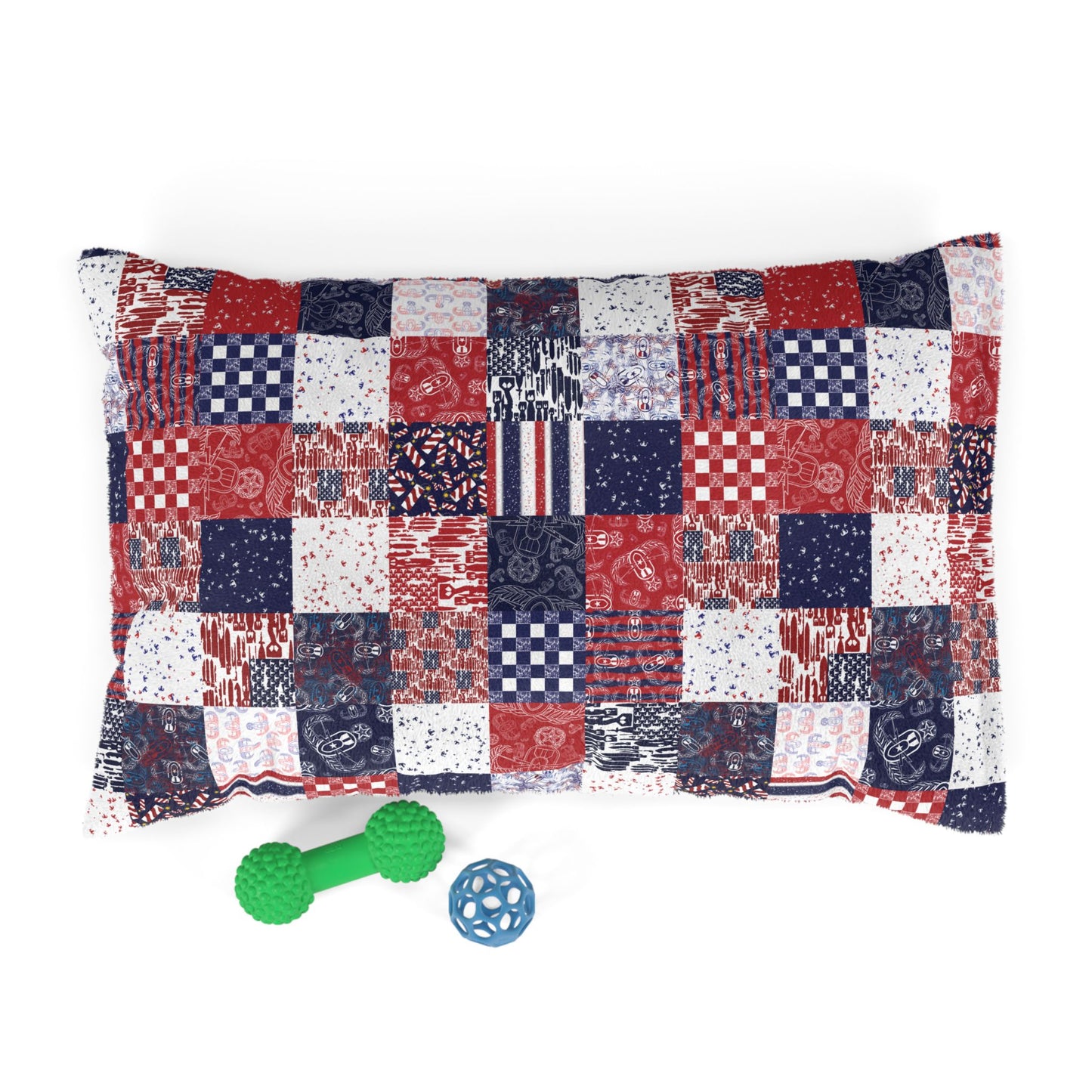 Pet Bed — "EOD Patchwork" (Red, White, & Blue)