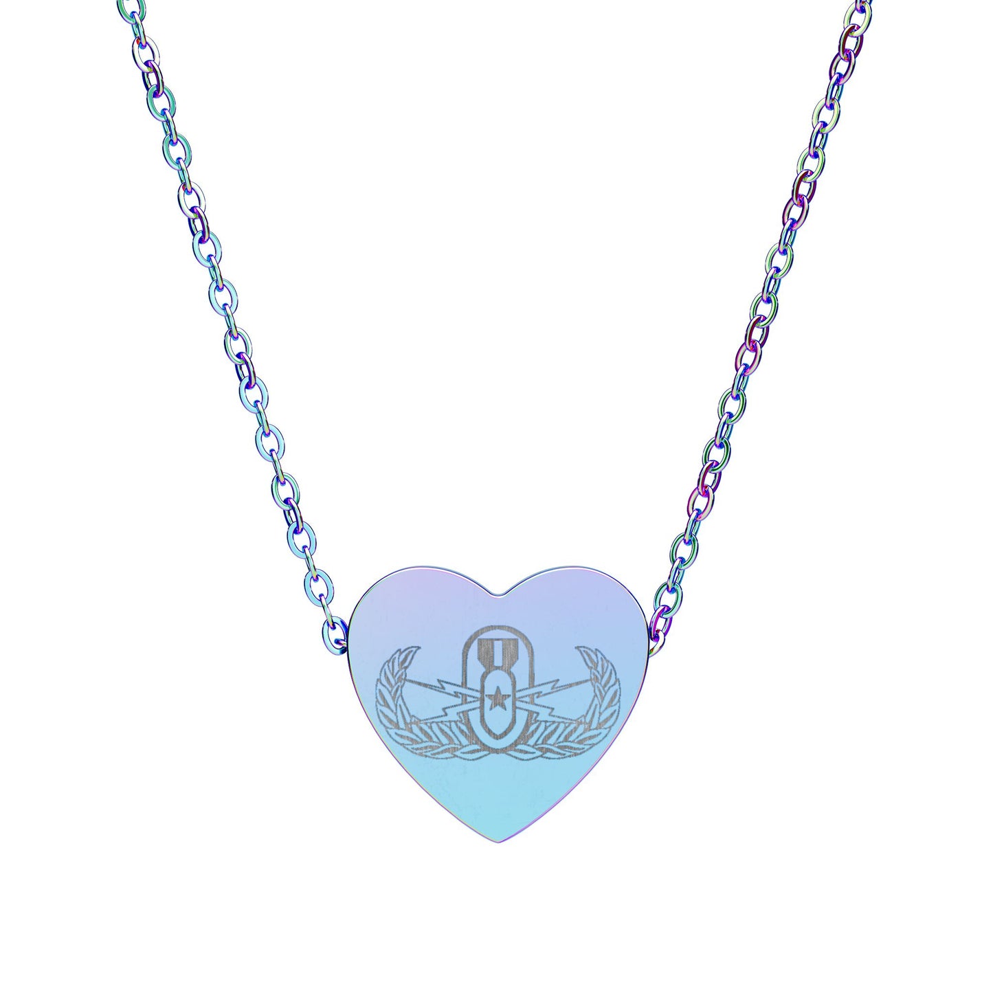 Engraved Heart Necklace — "EOD Senior Badge"