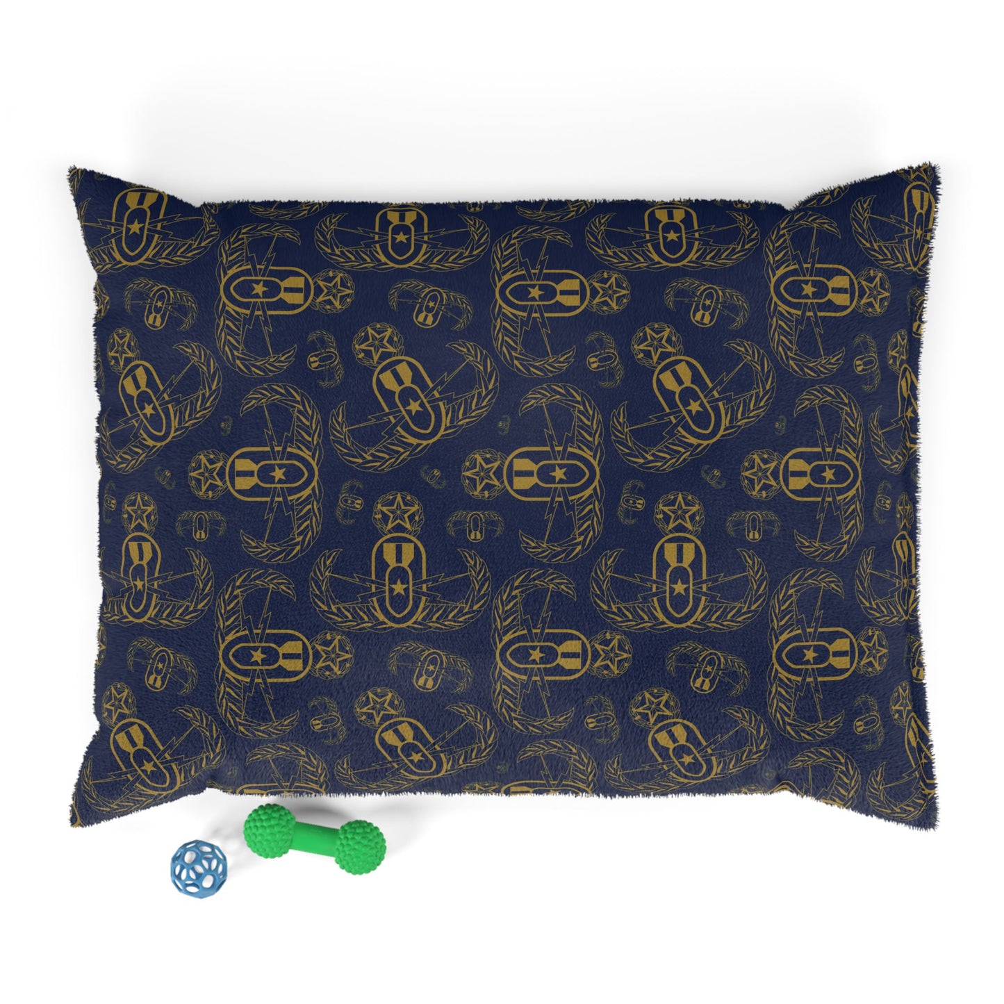 Pet Bed — "EOD Badges x 3" (Gold on Blue)