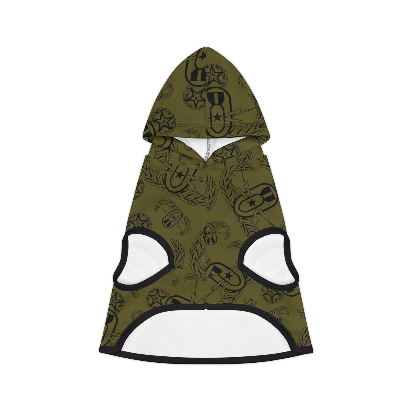Pet Hoodie — "EOD Badges x 3" (Black on Olive)
