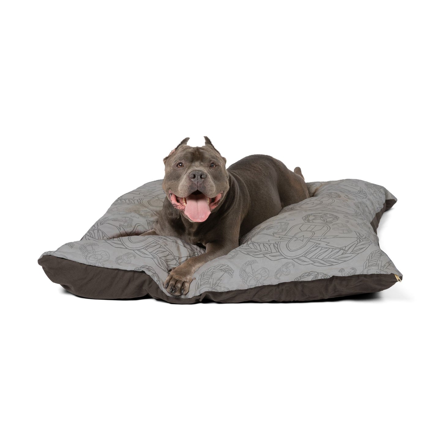 Pet Bed — "EOD Mixed Badges" (Greys)