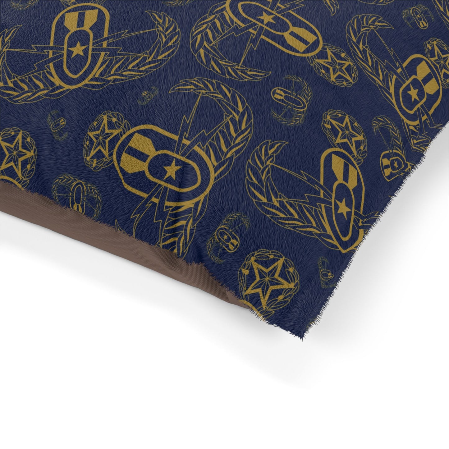 Pet Bed — "EOD Badges x 3" (Gold on Blue)