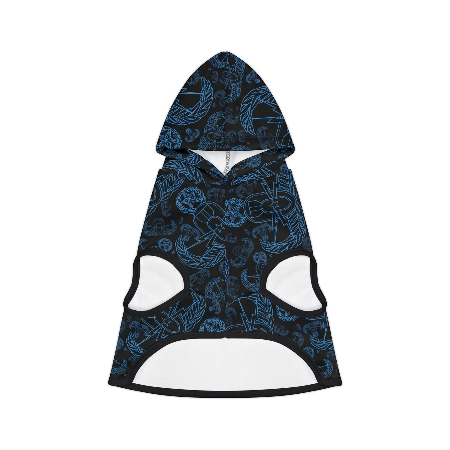 Pet Hoodie — "EOD Mixed Badges" (Blue on Black)
