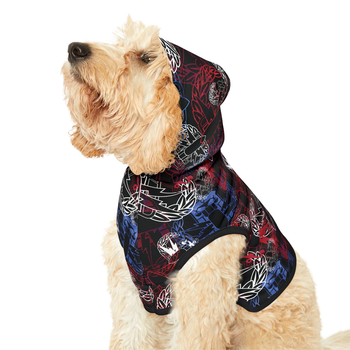 Pet Hoodie — "It's 5 o'clock Somewhere" (PSBT Red, White, & Blue on Black)