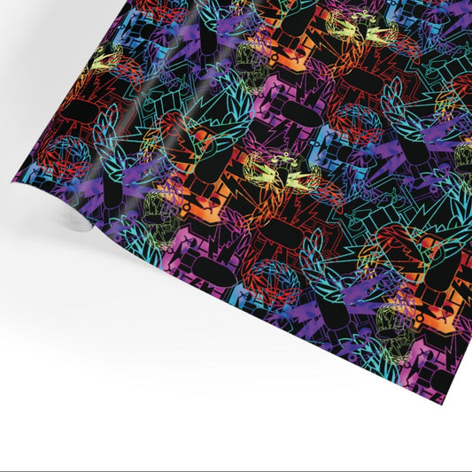 Colorful patterned fabric roll on a white background