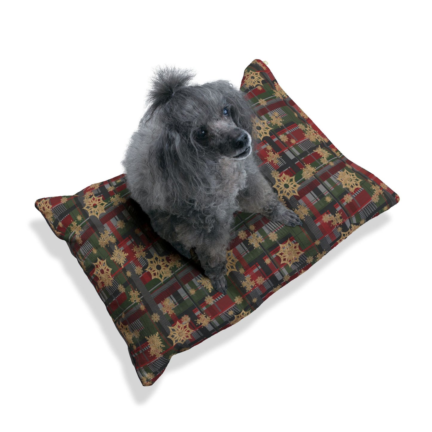Pet Bed — "Snowflake Plaid"