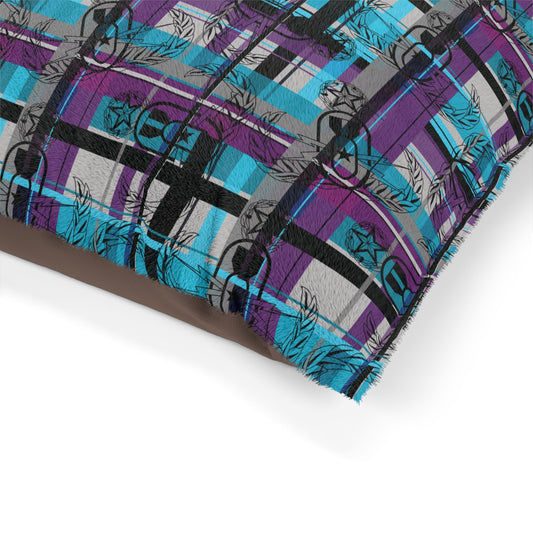 Pet Bed — "EOD Plaid" (Turquoise & Purple)