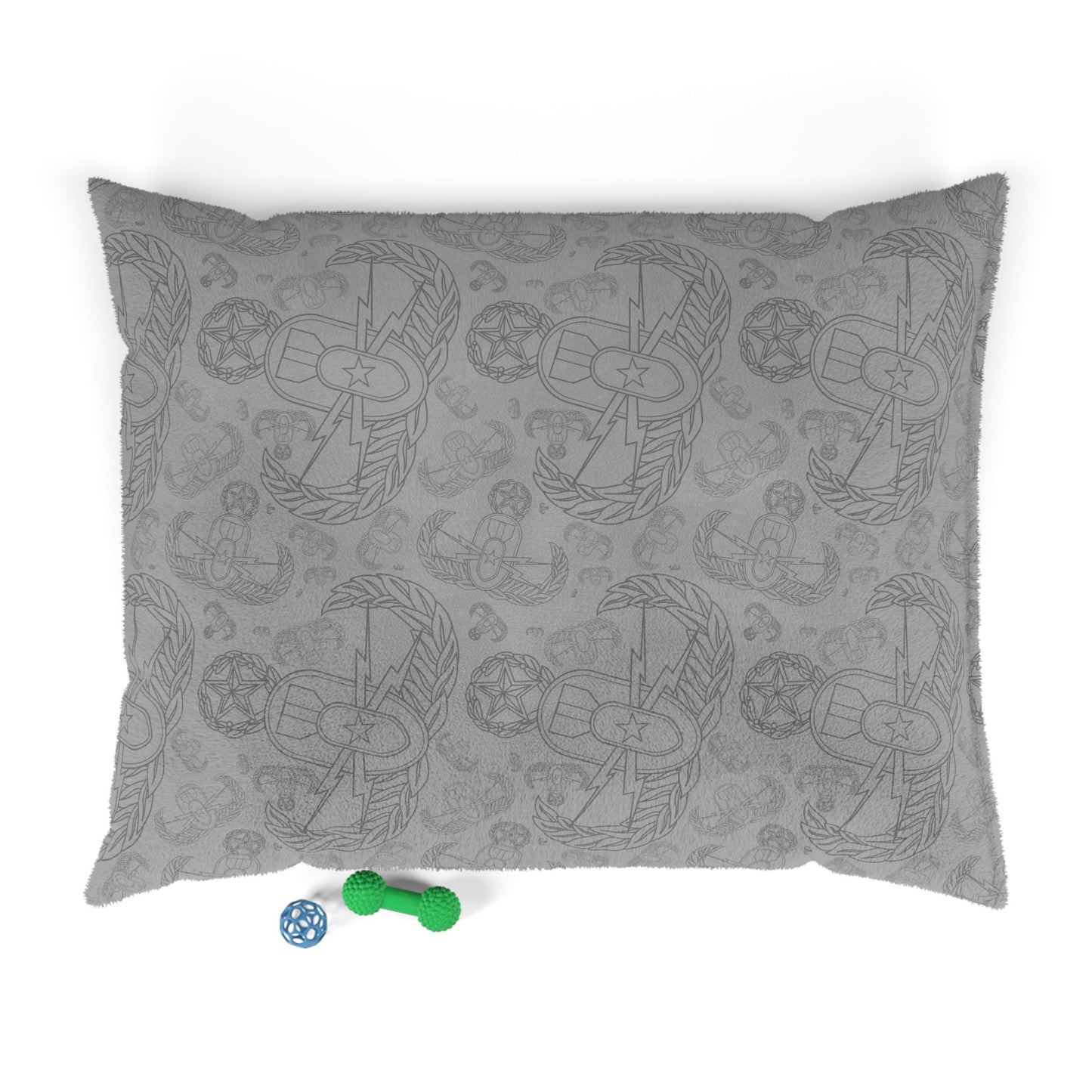 Pet Bed — "EOD Mixed Badges" (Greys)
