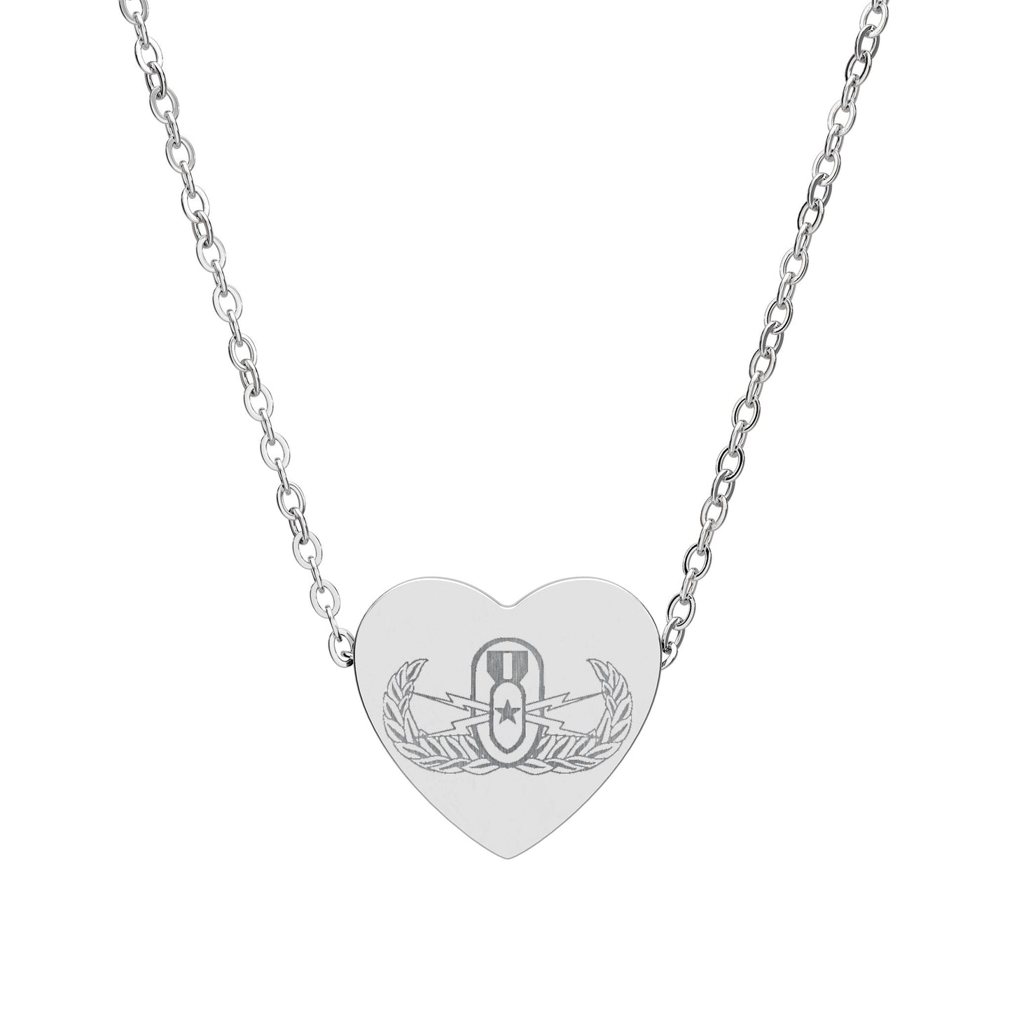 Engraved Heart Necklace — "EOD Senior Badge"