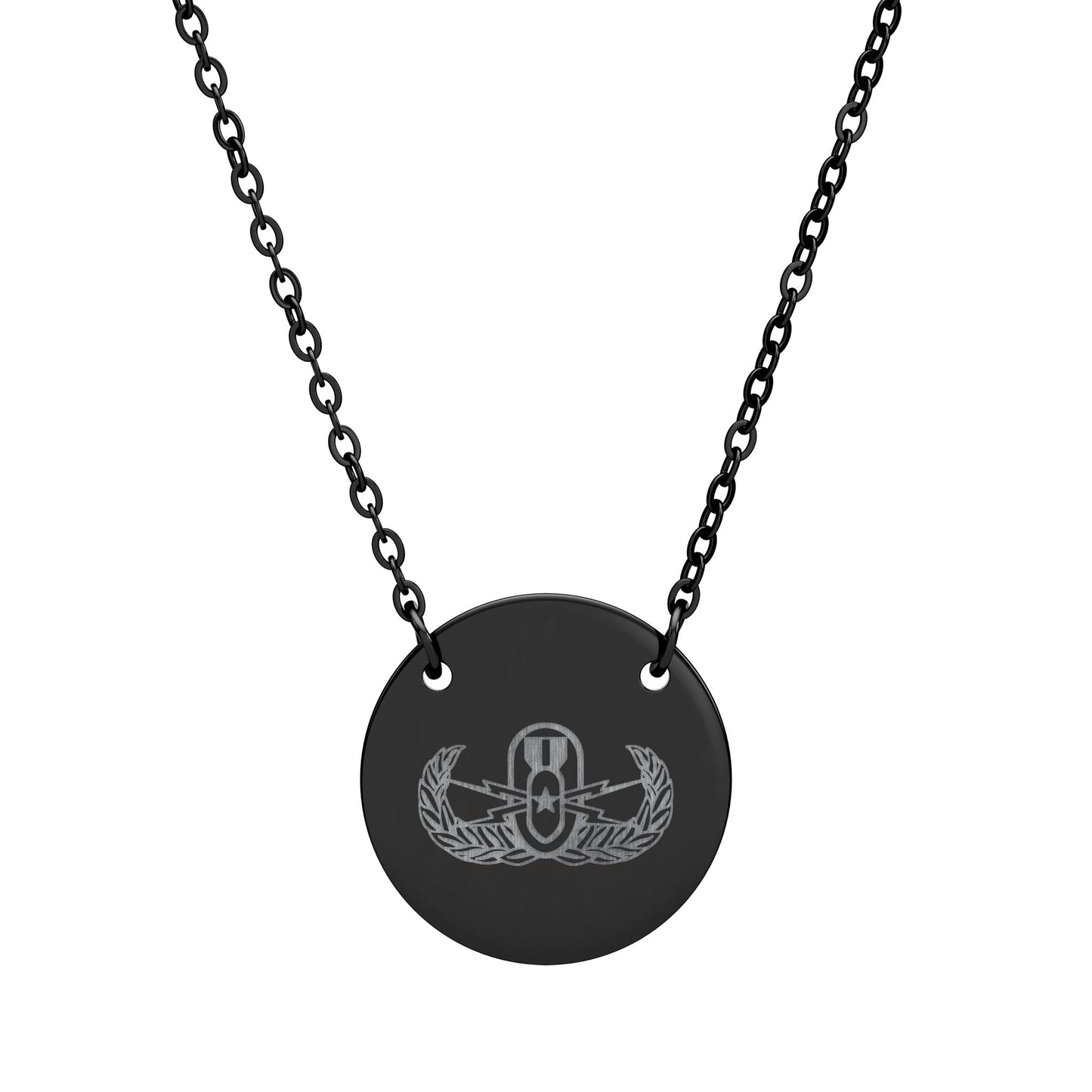 Engraved Circle Necklace — "EOD Senior Badge"
