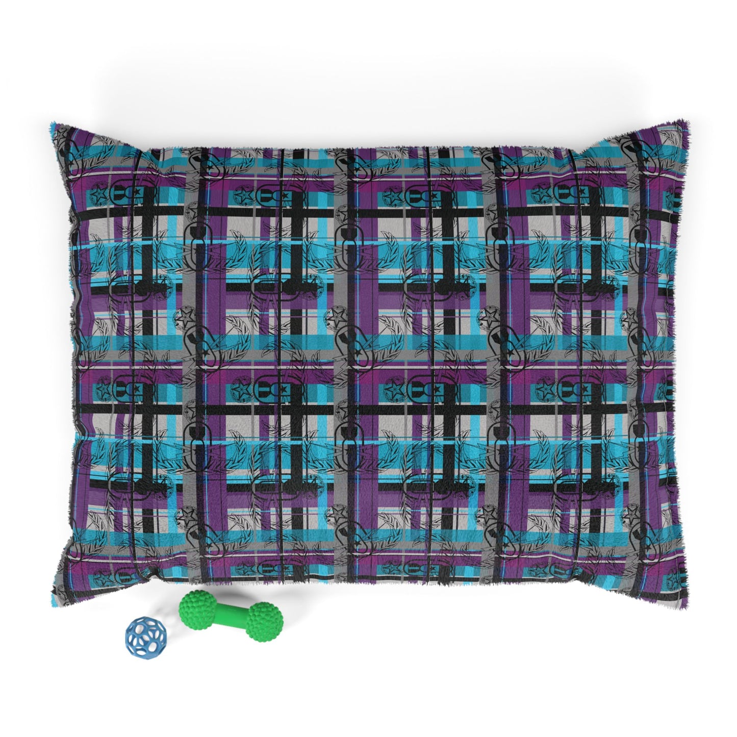 Pet Bed — "EOD Plaid" (Turquoise & Purple)