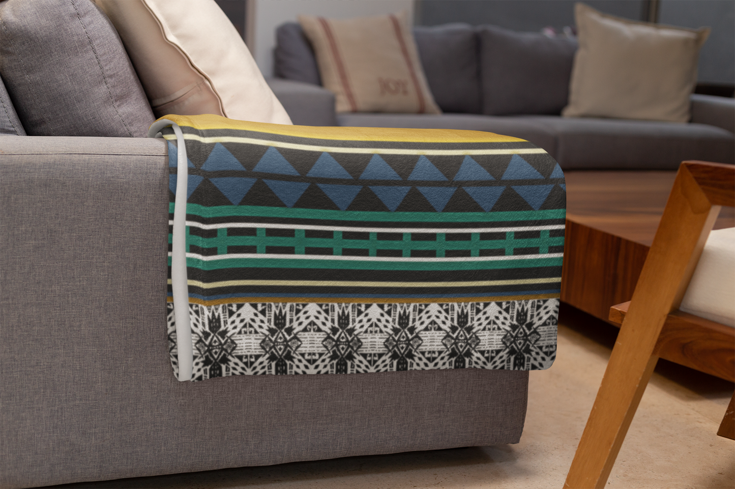 Plush Throw Blanket - "Aztec Verde"