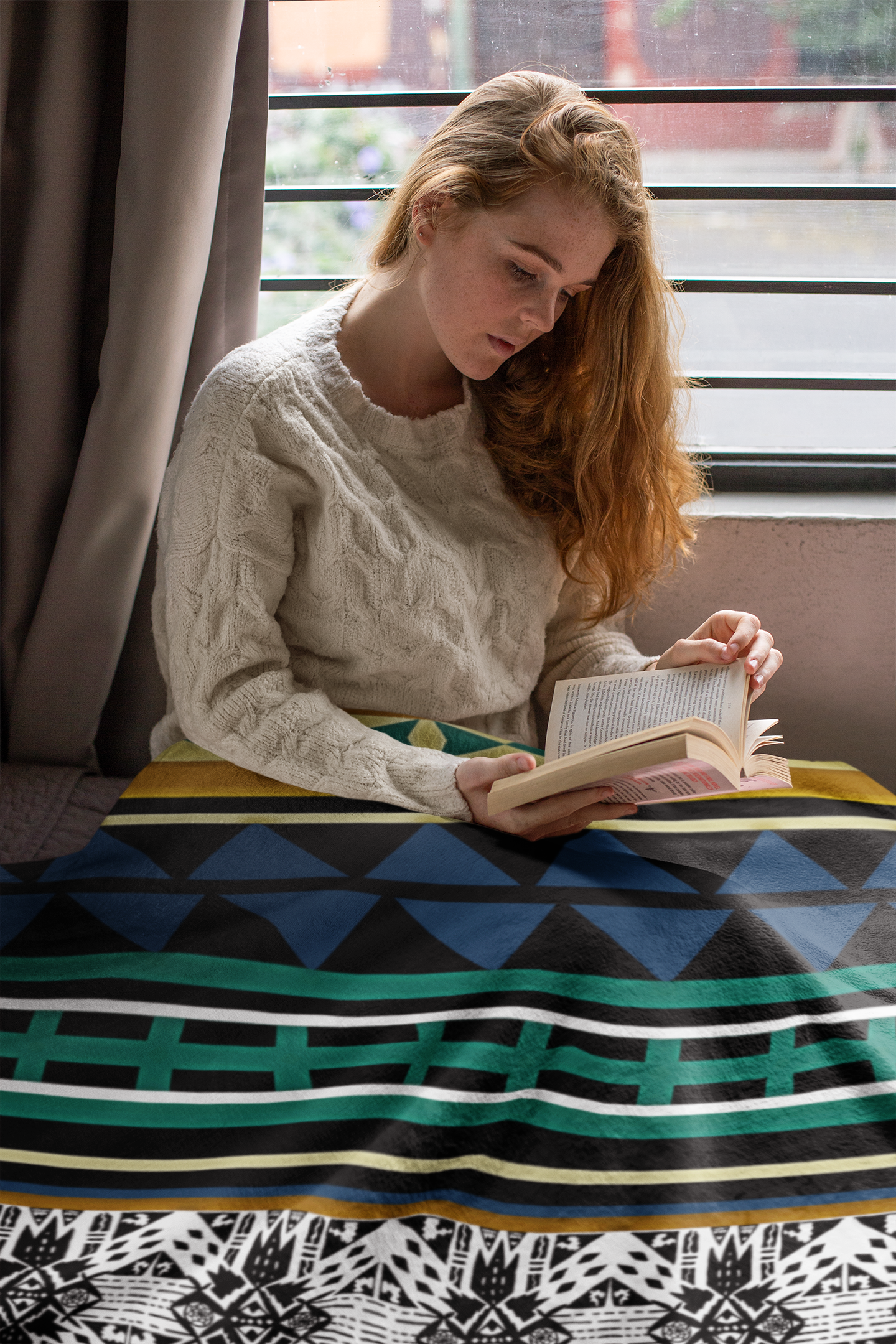 Plush Throw Blanket - "Aztec Verde"
