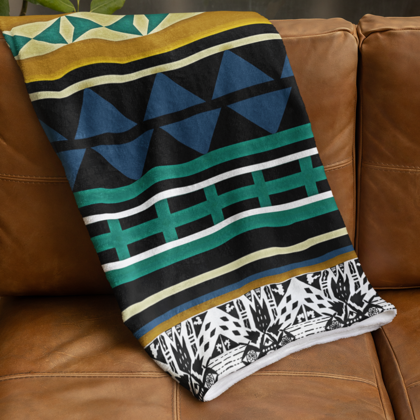 Plush Throw Blanket - "Aztec Verde"