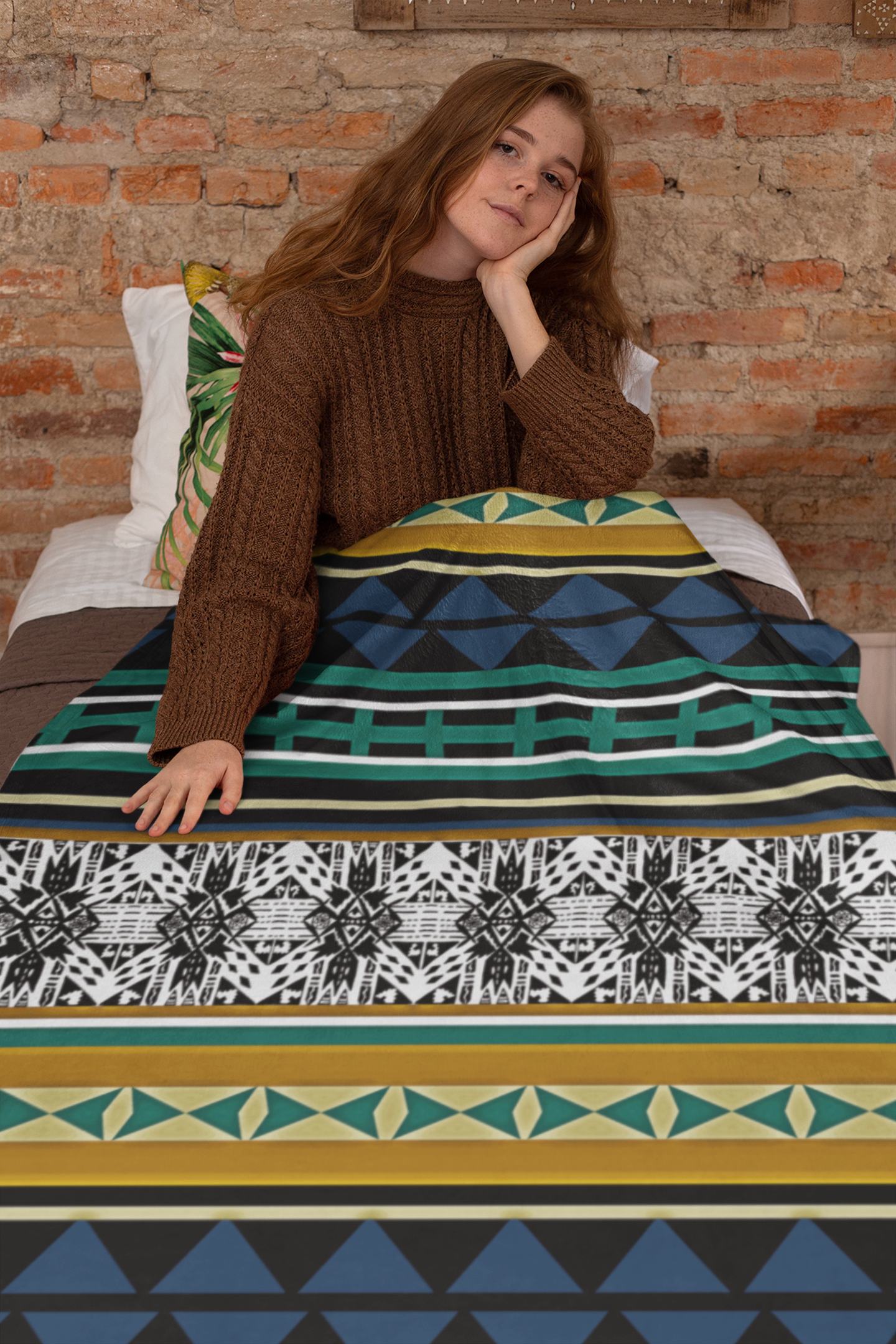 Plush Throw Blanket - "Aztec Verde"