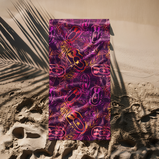 Beach Towel - "It's 5 o'clock Somewhere" (Yellow/Orange/Purple)