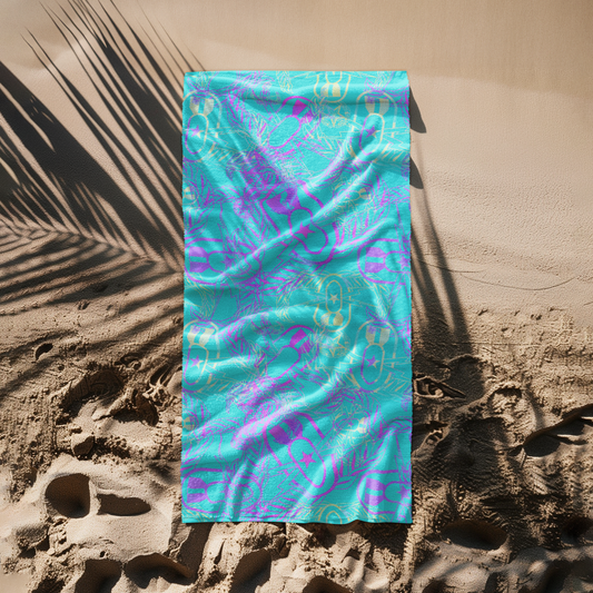 Beach Towel - "It's 5 o'clock Somewhere" (Light on Turquoise)