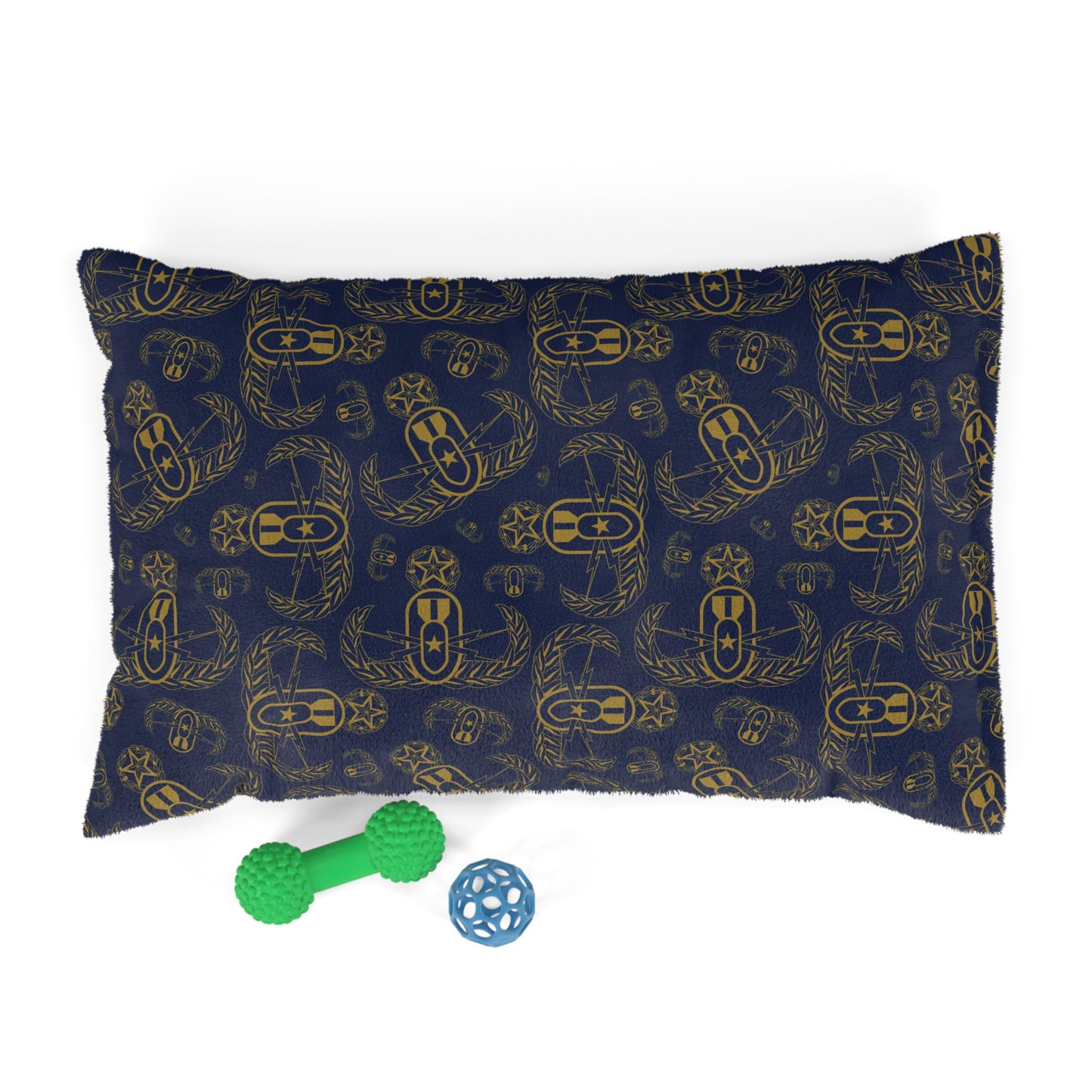 Pet Bed — "EOD Badges x 3" (Gold on Blue)