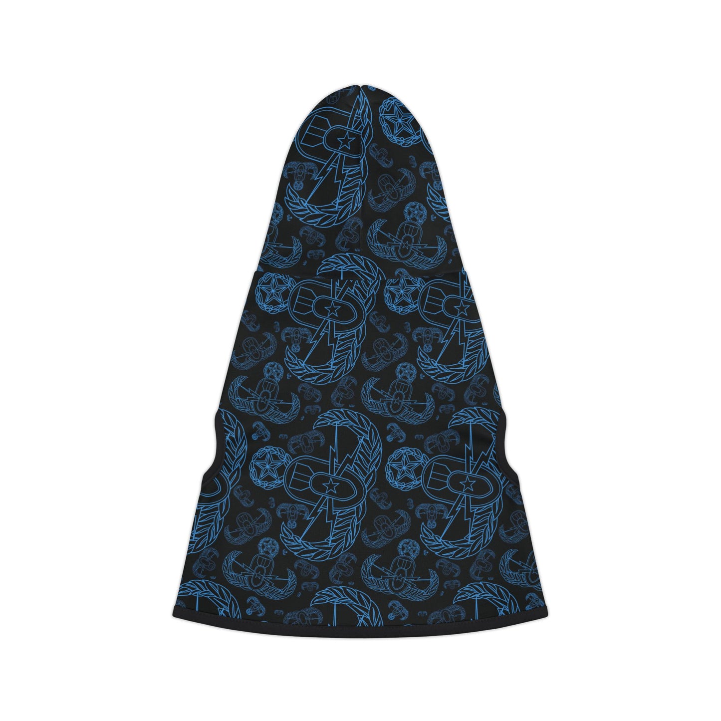 Pet Hoodie — "EOD Mixed Badges" (Blue on Black)