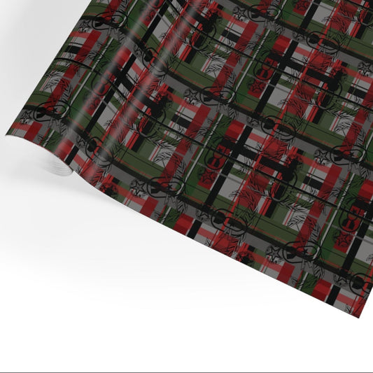 Folded fabric with a geometric pattern on a white background