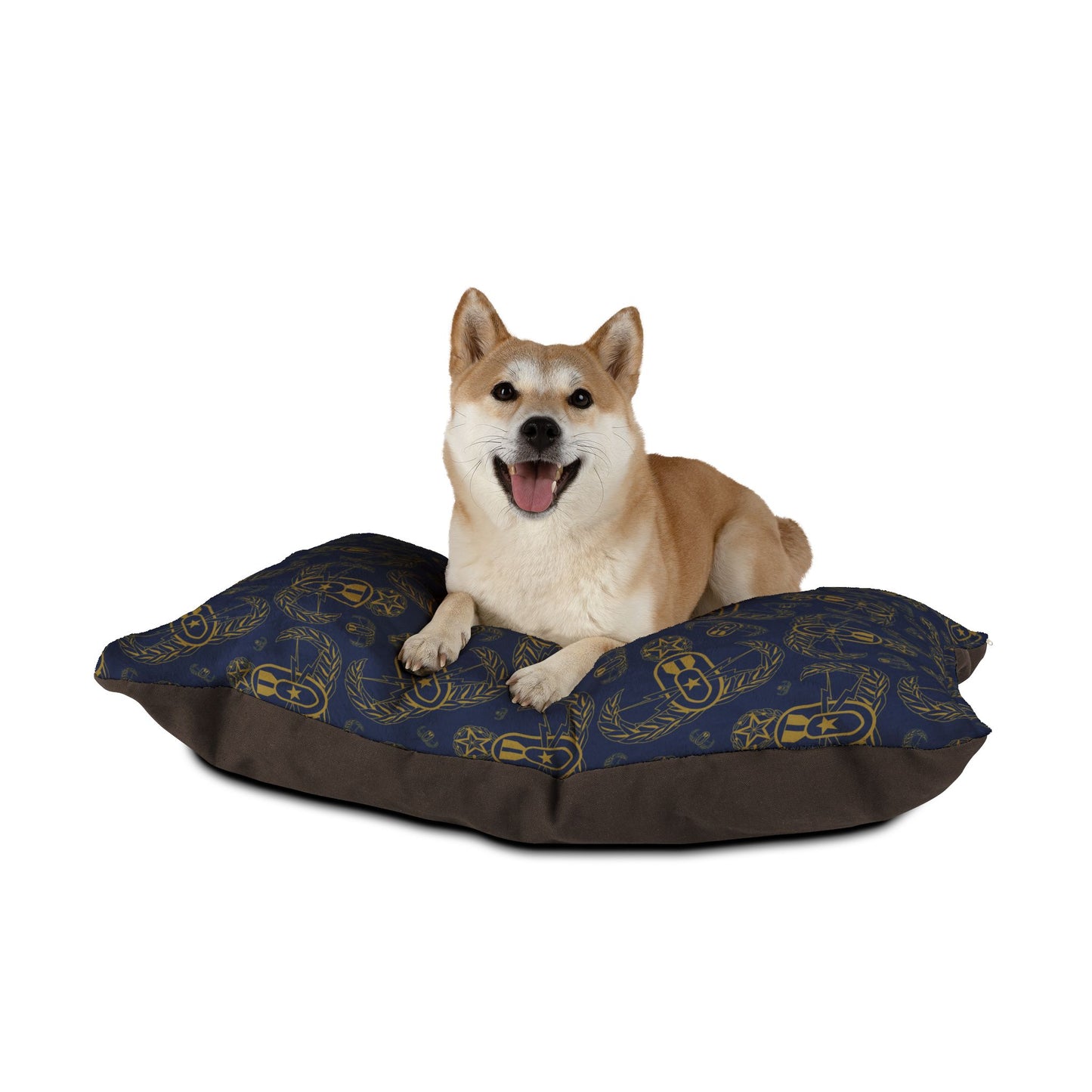 Pet Bed — "EOD Badges x 3" (Gold on Blue)