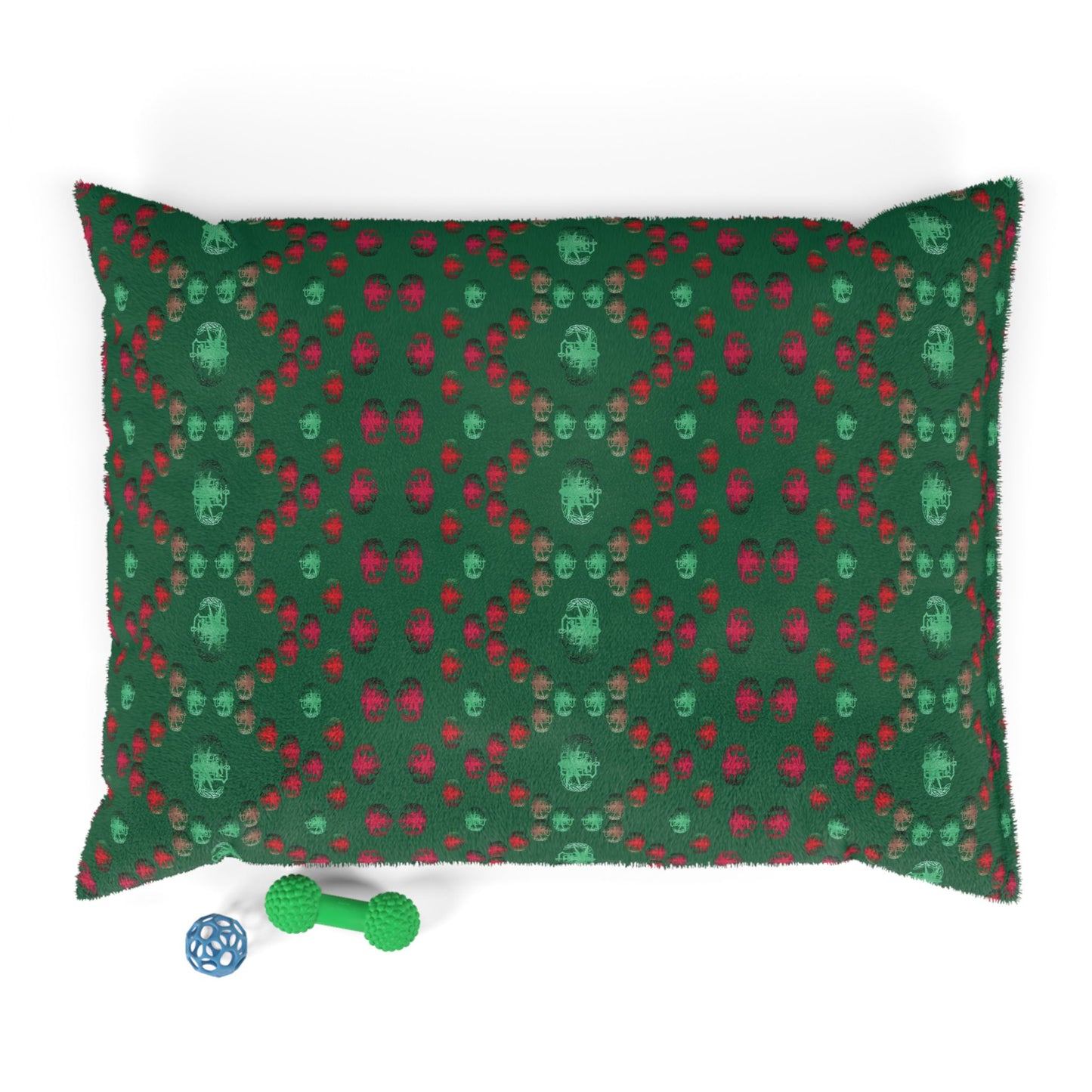 Pet Bed — "PSBT Aztec" (Red & Green)