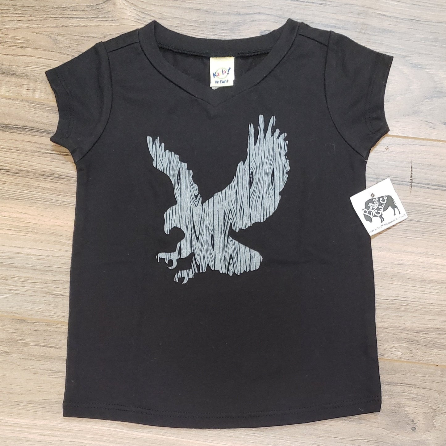 Wood Grain Eagle On Black Toddler T-Shirt