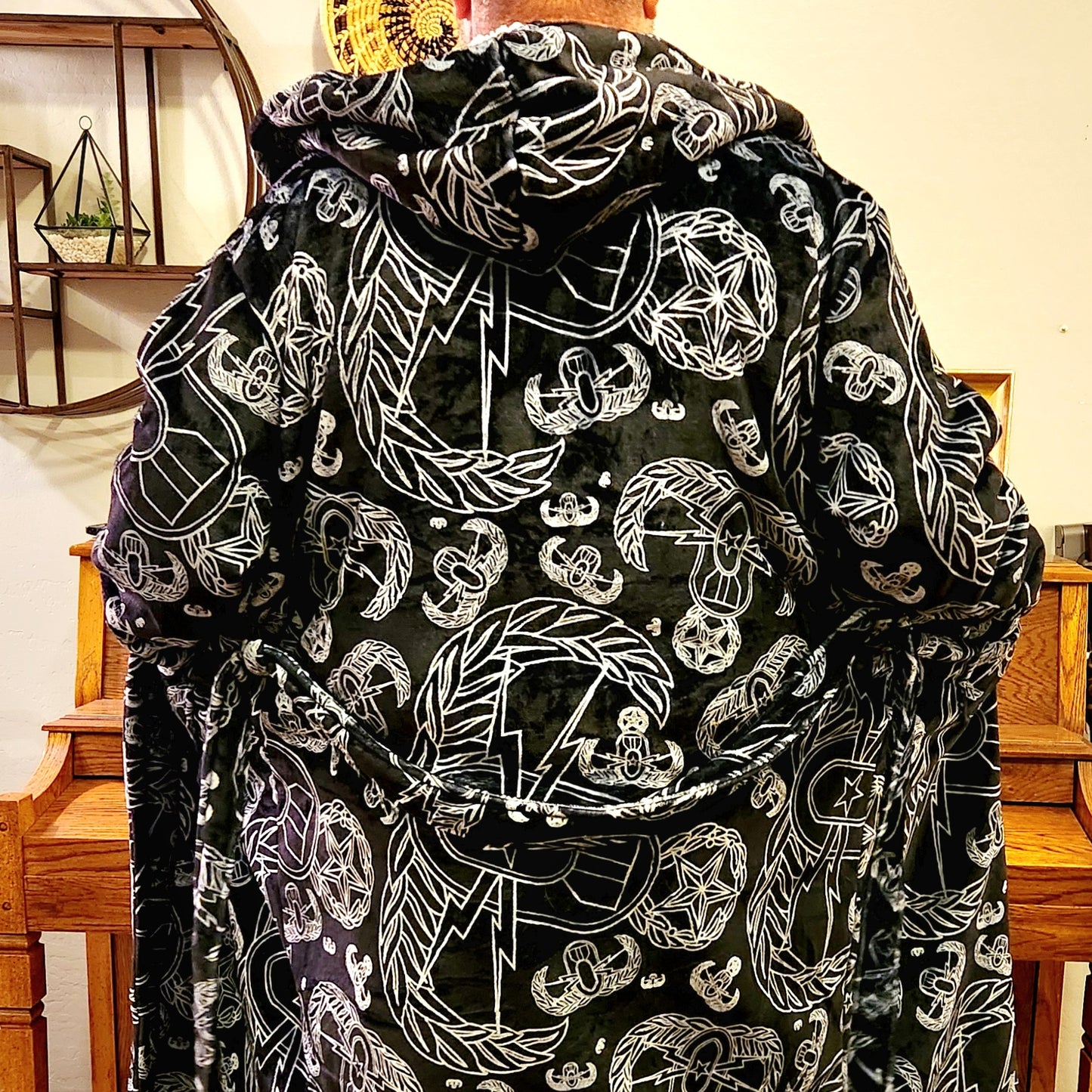 Oversized Sherpa Robe (Adult) - "EOD Mixed Badges" (Grey on Black)