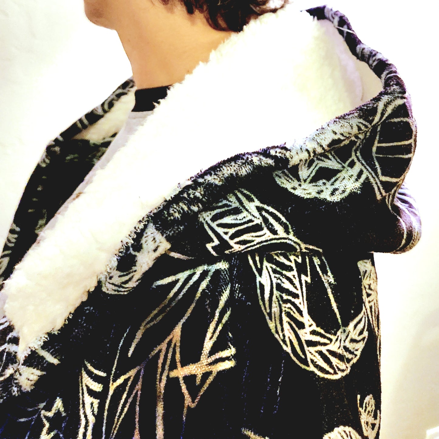 Oversized Sherpa Robe (Adult) - "EOD Mixed Badges" (Grey on Black)