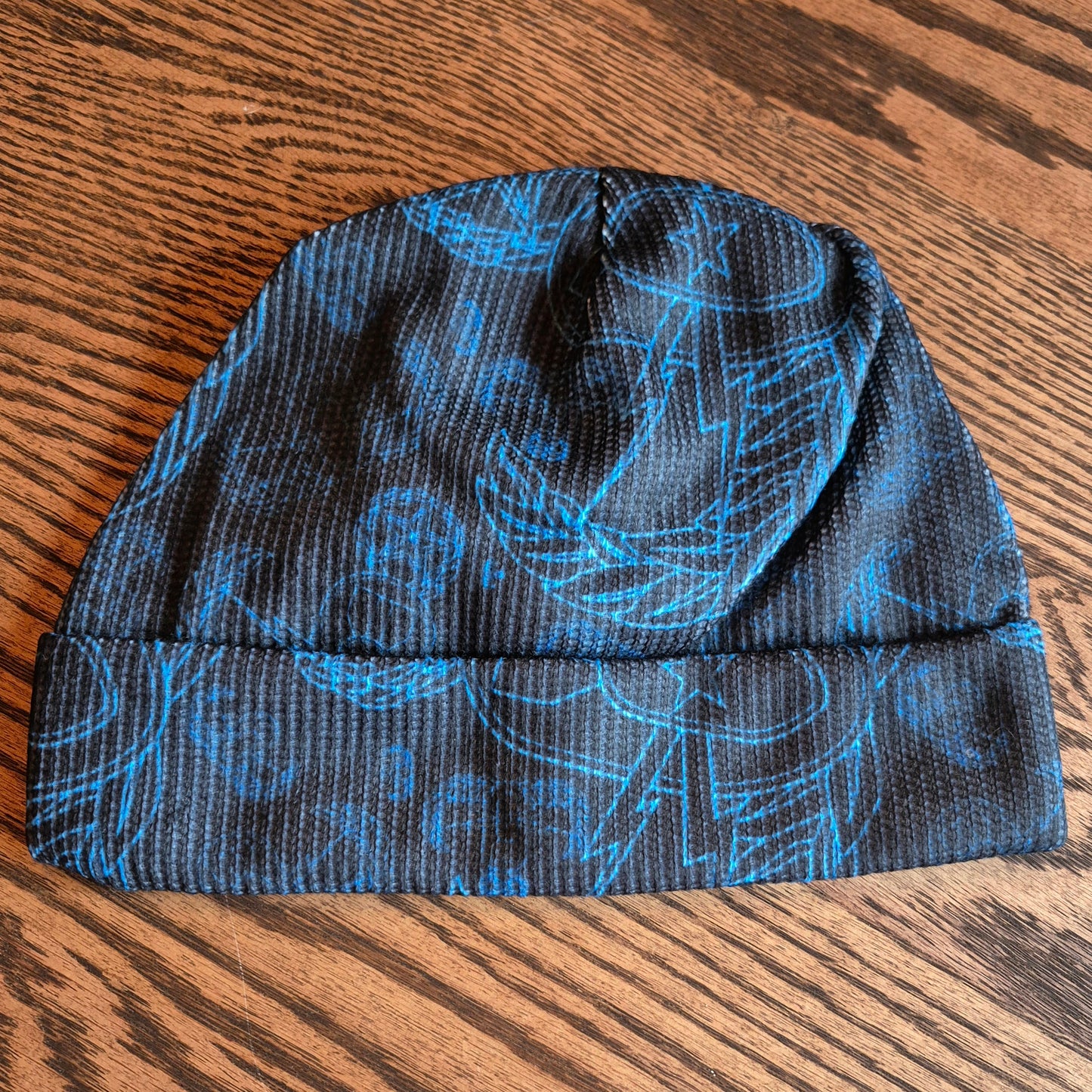 Beanie - "EOD Mixed Badges" (Electric Blue on Black)