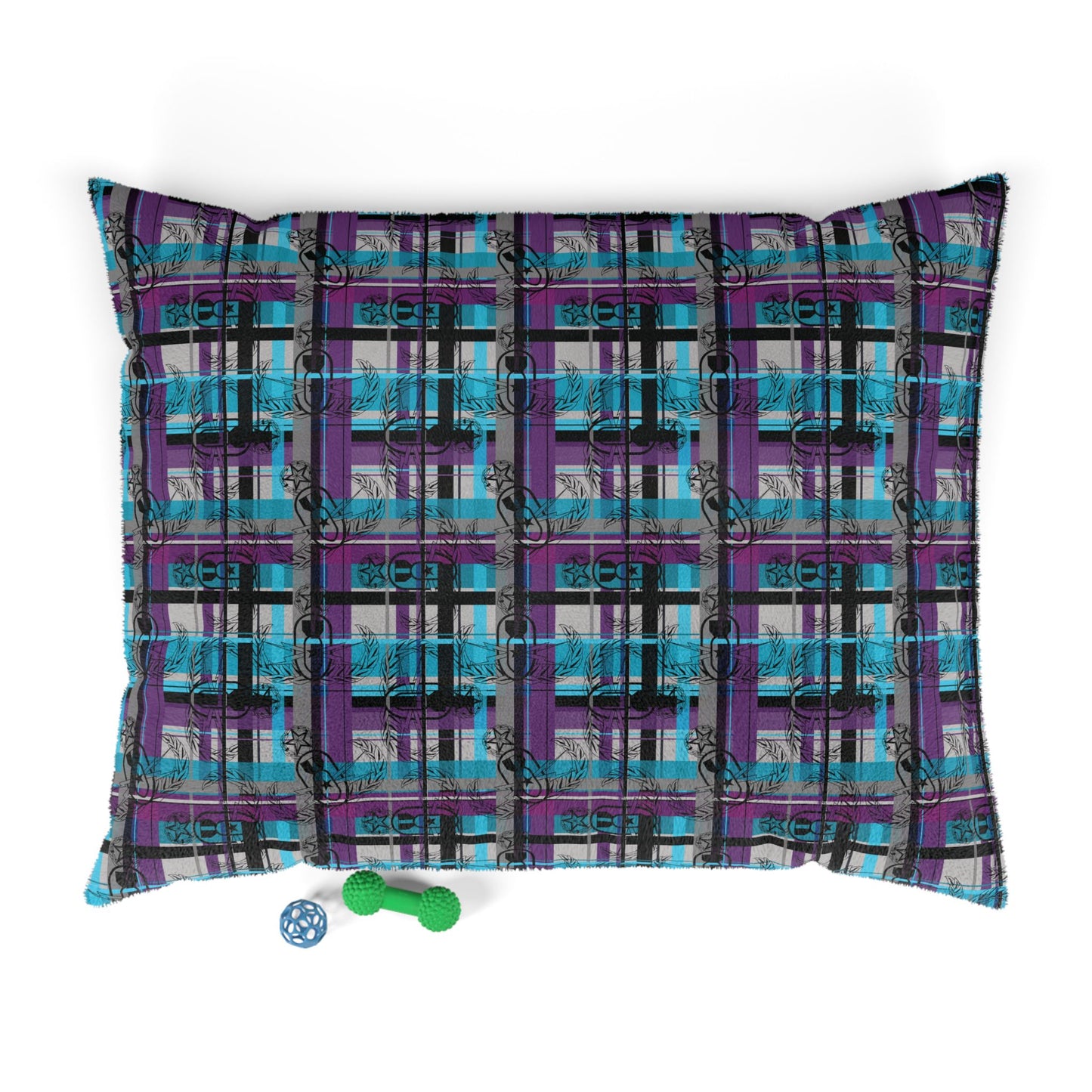 Pet Bed — "EOD Plaid" (Turquoise & Purple)