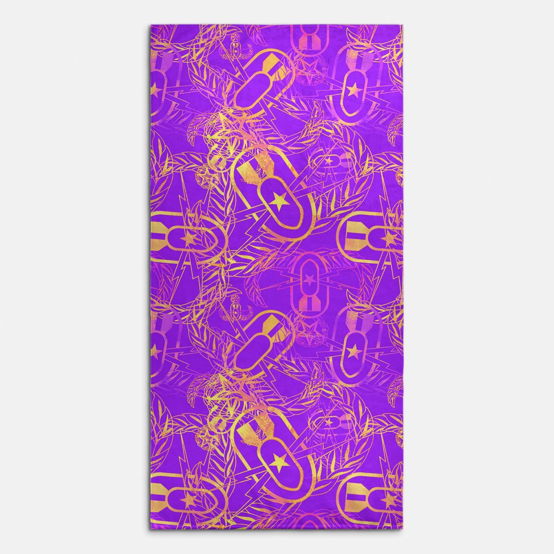 Beach Towel - "It's 5 o'clock Somewhere" (Yellow on Purple)