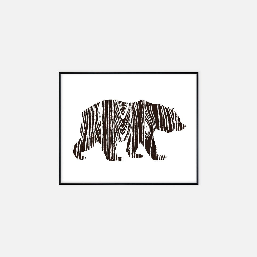 Print (16" x 20") - "Wood Grain Bear" (Brown)
