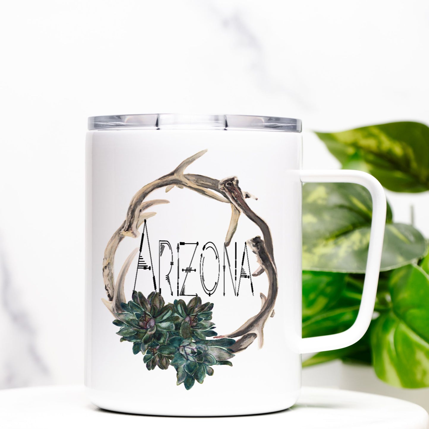 Travel Mug - "Antler Wreath ARIZONA"