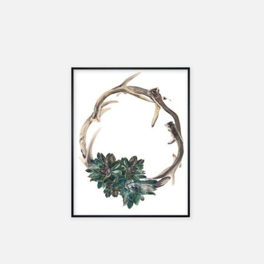 "Antler Wreath" - Print (11" x 14")
