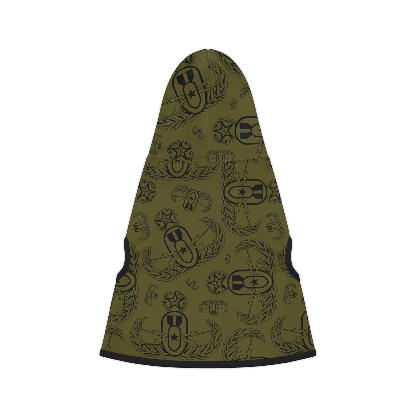 Pet Hoodie — "EOD Badges x 3" (Black on Olive)