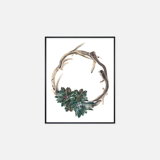 "Antler Wreath" - Print (16" x 20")