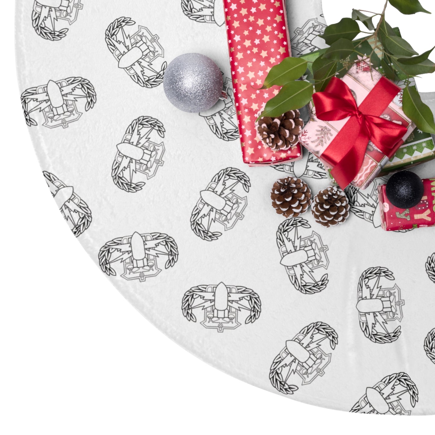 Tree Skirt — "PSBT Badge" (Black on White)